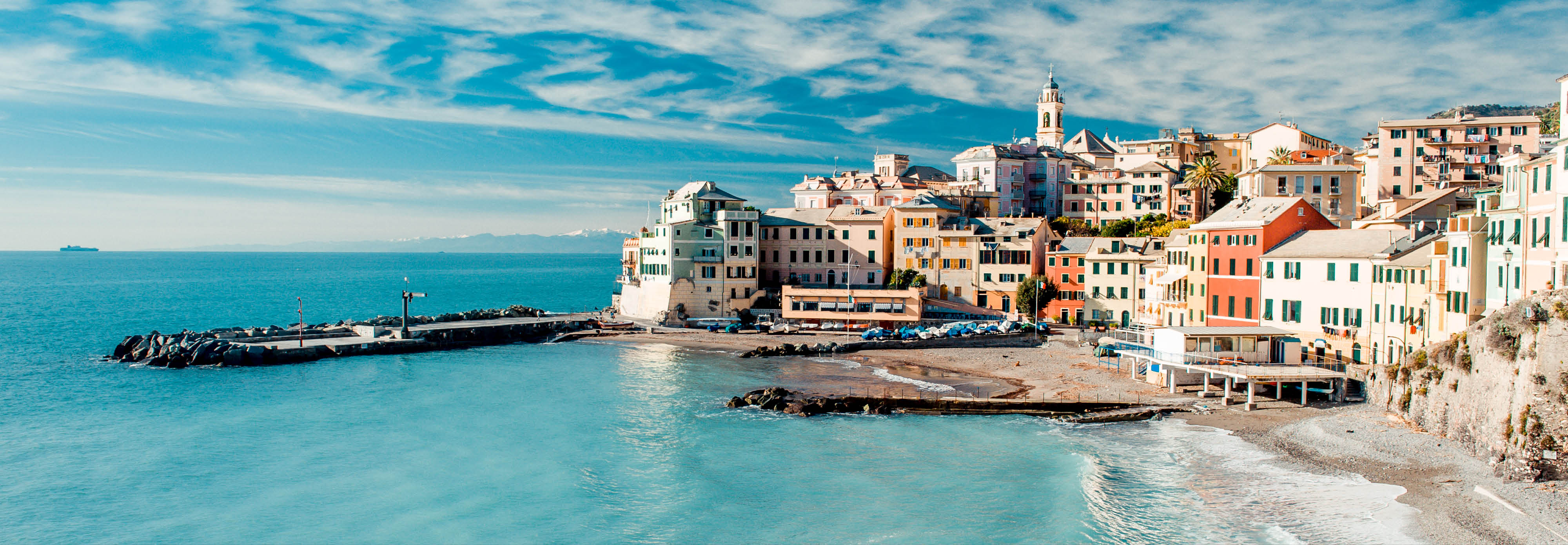 The Italian coast, showcasing cliffs, beaches, and the vibrant blue Mediterranean Sea