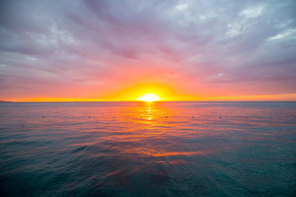 Sun setting over the ocean