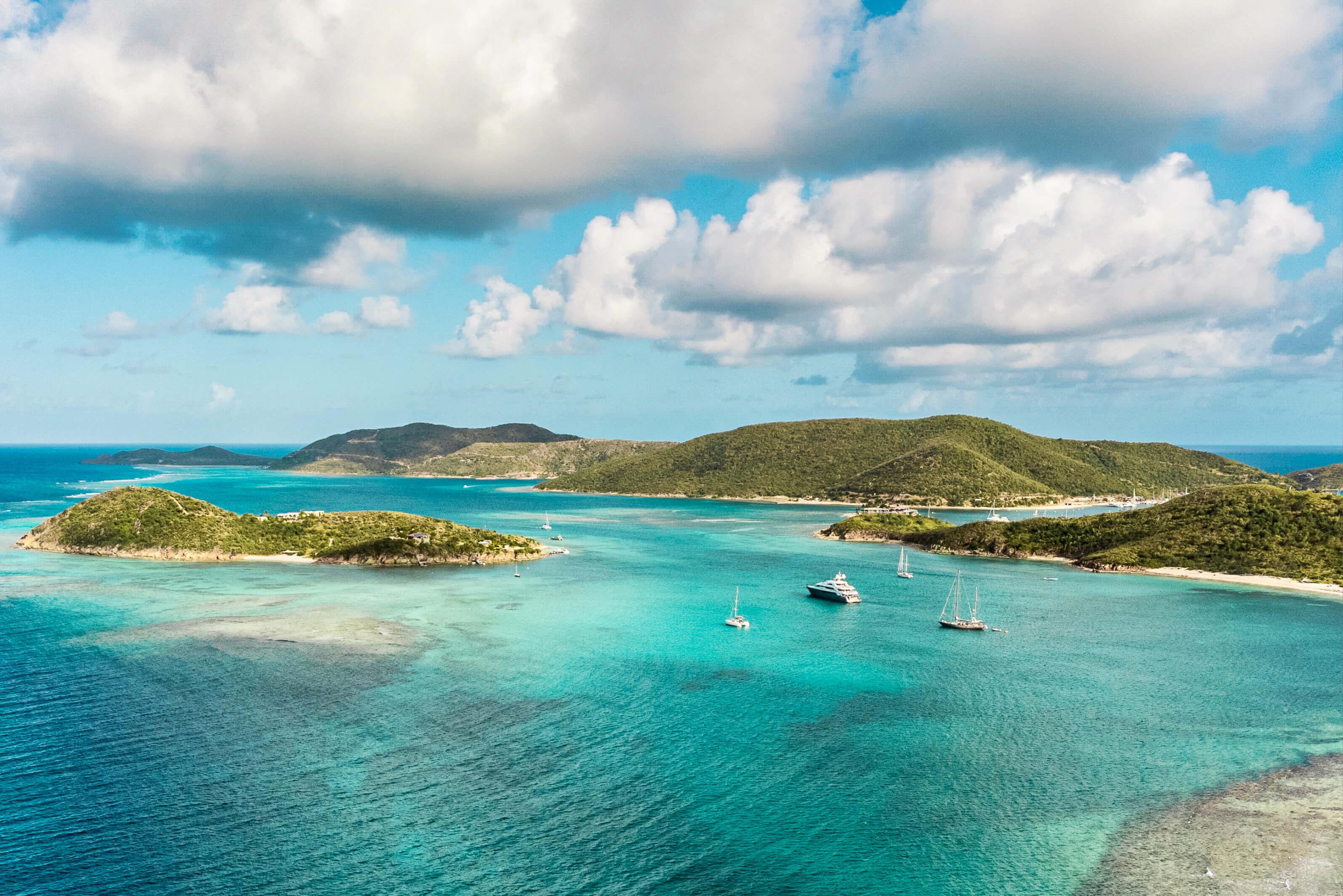 Scenic landscape of the British Virgin Islands, featuring vibrant greenery and serene turquoise waters