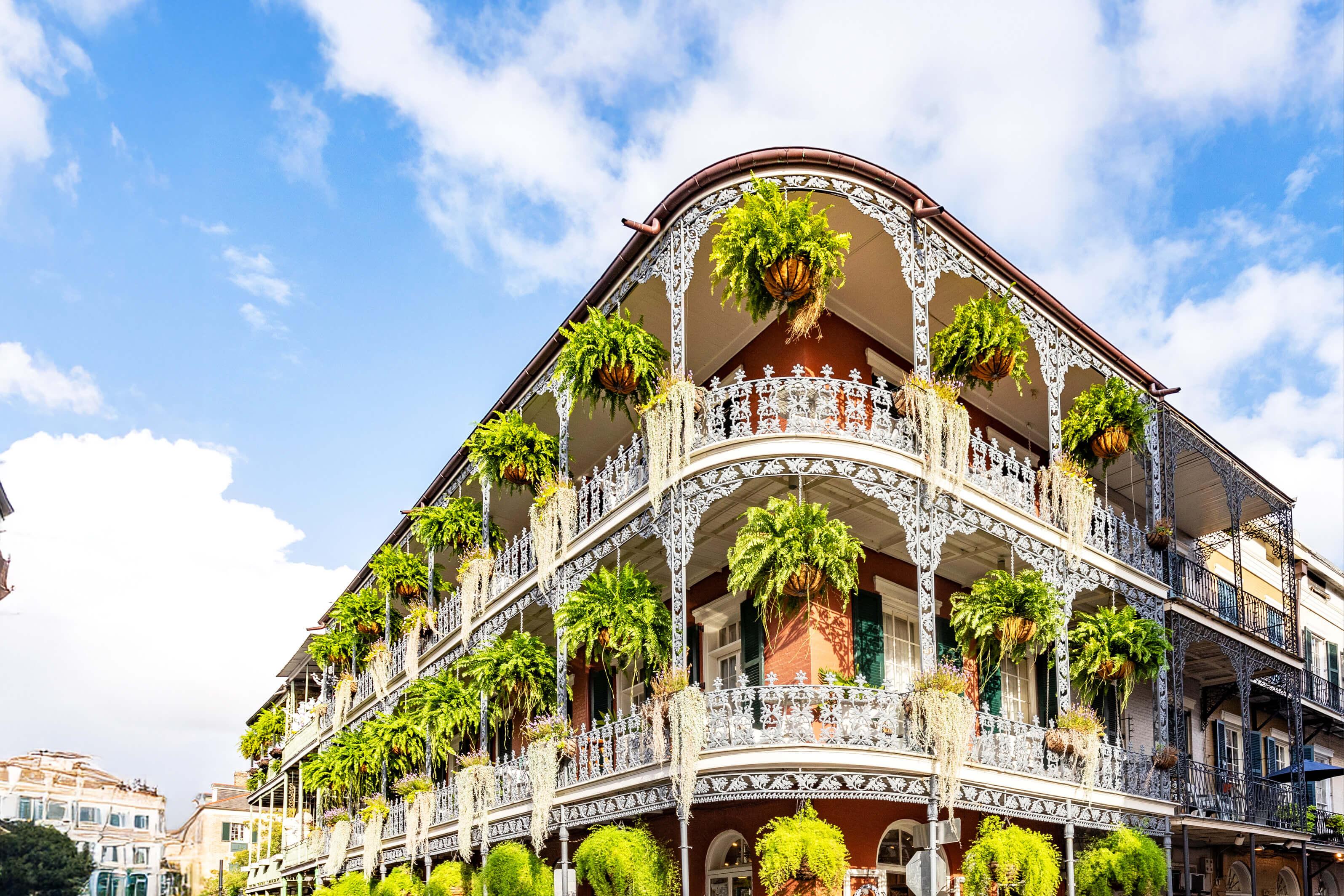 The unique architecture of the French Quarter in New Orleans, Louisiana 