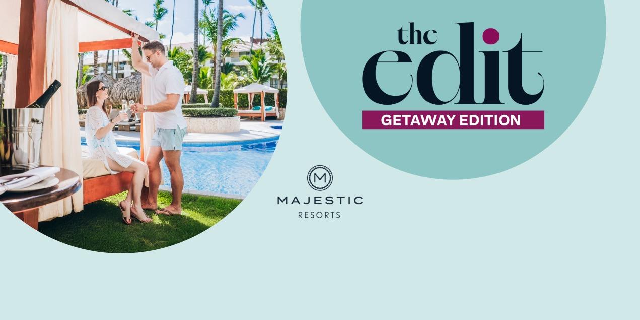 Majestic Resorts luxury poolside cabana experience featured in The Edit Getaway Edition